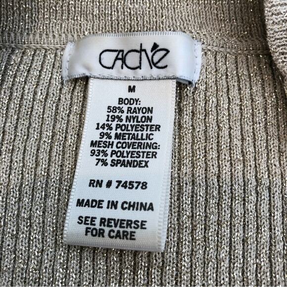 Cache champagne gold sequin front button cardigan sweater size Medium - Picture 10 of 16